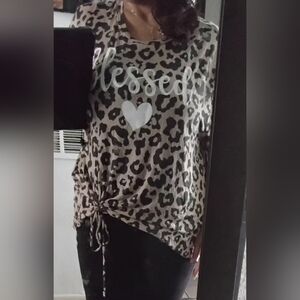 Leopard Print 'Blessed' Top